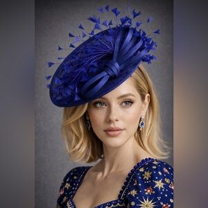 Royal Blue Statement Fascinator – Bold Derby & Race Day Headpiece Hat